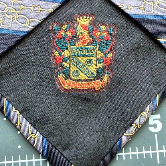 Tie Paolo Gucci Necktie Black Gold Chain Stripe Patterned Business Career - Picture 3 of 7